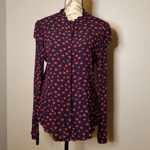 Sanctuary Navy Heart Print Shirt/Blouse